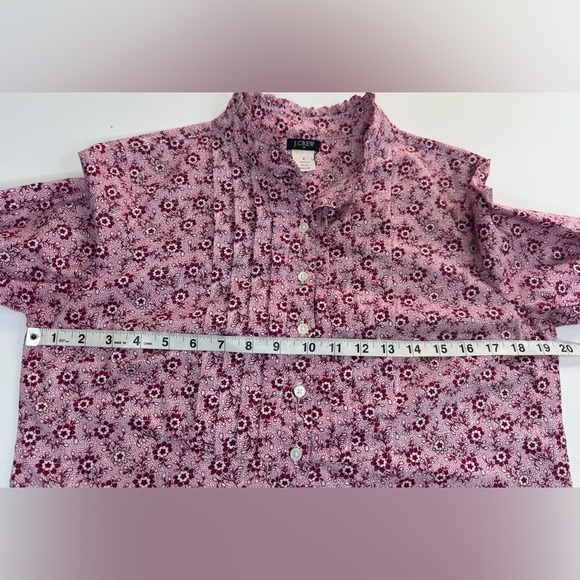 J. Crew 100% Indian Cotton Floral Pin Tuck Ruffle Blouse Womens Medium - Picture 10 of 16